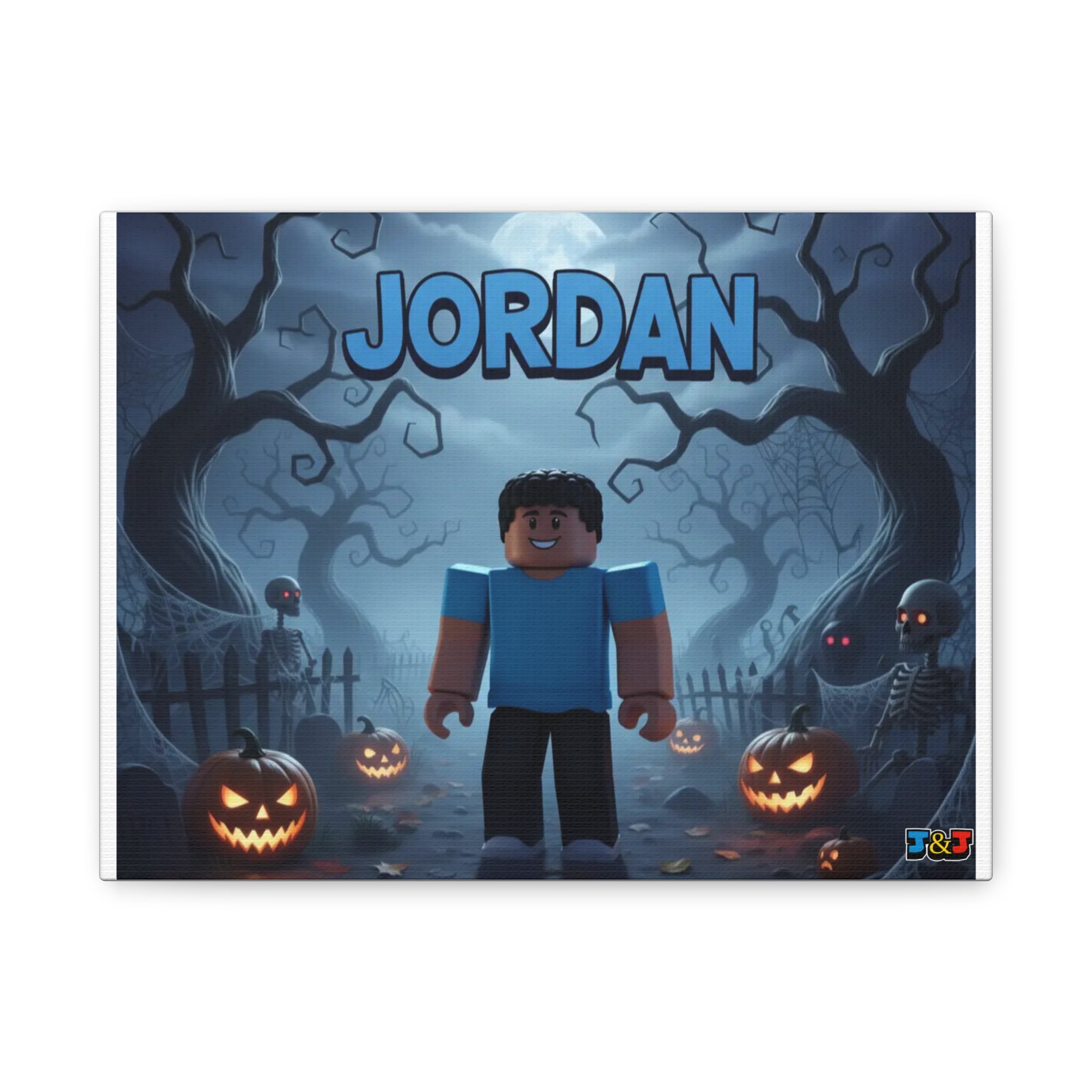 Jordan Halloween Canvas Print, Custom Wall Art, Spooky Decor, Unique Gift for Kids, Birthday, Home Decoration